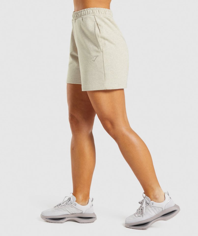 Women's Gymshark Rest Day Sweats Shorts Beige | NZ 1PMKYN